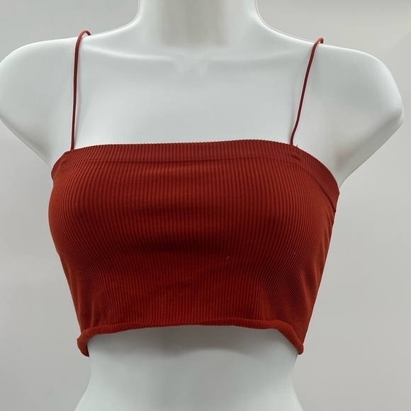 Urban Outfitters Out From Under Rust Color Ribbed Crop Cami Sz S - Picture 2 of 7